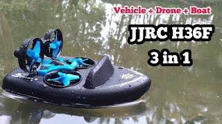 Unboxing JJRC H36F 3 in 1 RC Vehicle Flying Drone:  Drone + Boat + Vehicle/ Terzetto RTR Model