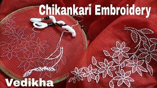 Chikankari Embroidery Tutorial | Christmas Special Hand Embroidery Net Kotta Saree