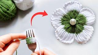 You'll love this woolen flower I made on a fork | Loyce Crafts