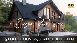 Elegant Rustic Retreat Stunning Stone House with Stylish Kitchen & Nature Inspired Courtyard Design