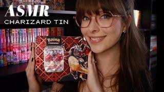 ASMR  Shiny Charizard Tin!!  Relaxing Whispered Pokemon TCG Paldean Pack Opening for Sleep