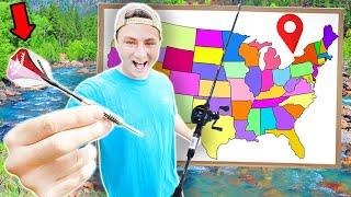 Throwing a Dart at a Map & Fishing Whatever it Lands on Challenge (ep.1)