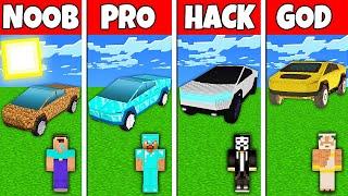 Minecraft Battle: NOOB vs PRO vs HACKER vs GOD! TESLA CYBER TRUCK BUILD CHALLENGE in Minecraft