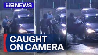 CCTV captures car stolen from carwash before crash in Sydney | 9 News Australia