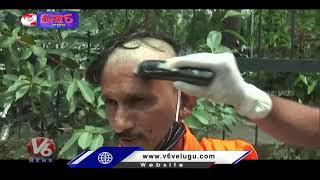 Father Protest With Shaved Head Against Tuition Fee In Punjab | V6 Teenmaar News