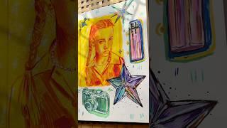 Bold Mixed Media Portrait with Retro Aesthetic  | 50-Second Art #shorts