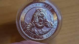 2oz Silver Sabretooth Tiger Cat 2023 By The Royal Canadian Mint