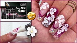 Trying ROSALIND Polygel Kit + 3D Flower Tutorial | Kayla Marie