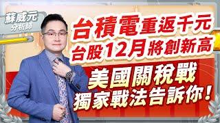 蘇威元分析師【台積電重返千元  台股12月將創新高  美國關稅戰 獨家戰法告訴你！】 2024.12.02 #蘇威元 #飆股元動力