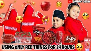 Using only RED things for 24 Hours Challenge | Gursirat Cheema@gursiratgurfatehfam