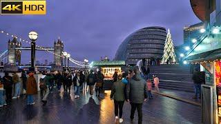  Christmas by the River 2024: Tower Bridge, Spitalfields & Leadenhall Market Festive Walk [4K HDR]