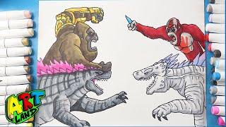 How to Draw Godzilla x Kong vs Shimo x Skar King | Godzilla x Kong: The New Empire