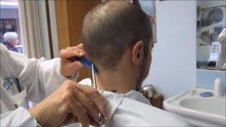 Italian barber shop uses comb and scissors, after chainsawing off all my hair in 30 seconds