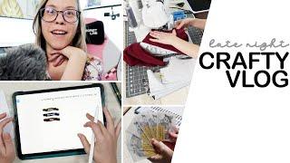 Late Night Crafty Vlog | Craft with Me | Sewing, Designing & Making Stickers