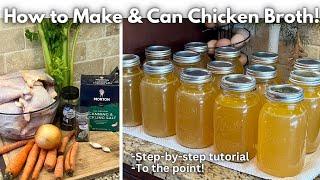 HOMEMADE CHICKEN BROTH | How to make & can chicken bone broth | Easy tutorial! #canning