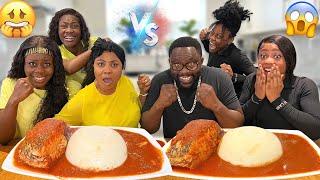 ONE MINUTE RELAY SPEED EATING CHALLENGE ft PEPPER SOUP with FISH | The queens family