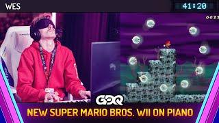 New Super Mario Bros. Wii While Playing Piano by Wes in 41:20 - Awesome Games Done Quick 2025