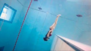 Freediving Girl’s No Fin Base Jump to -11M