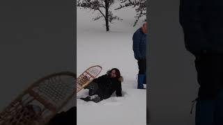 Cass' Failing Attempt at Snowshoeing (Spoiler-She falls) #funny