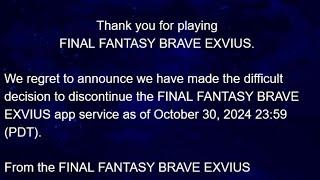 It's real. Final Fantasy Brave Exvius Global End of Service is upon us (October 30th) [FFBE Global]