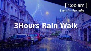 4k ASMR WALKING IN HEAVY RAIN THUNDERSTORM at Night No ADS | relaxing ASMR Rain for sleeping