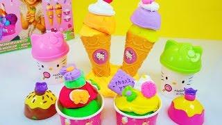 玩 Hello Kitty 黏土培樂多 冰淇淋 組合 玩具 開箱 Hello Kitty Ice cream Play Doh Set