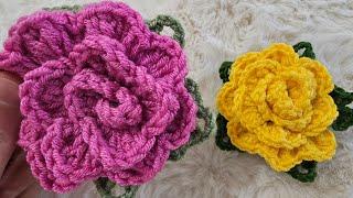 How to CROCHET a rose FLOWER-VERY EASY MAKE GORGEOUS ROSE MAKİNG- WONT BELIEVE I DİD THİS-TUTORİAL