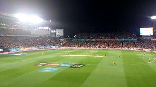 #NZvSA - Crowd Celebrates as Elliott hits Steyn for 6 to win the Cricket World Cup Semi Final!