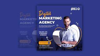 Digital Marketing Agency Social Media Post and Square Flyer Design | Photoshop Tutorial