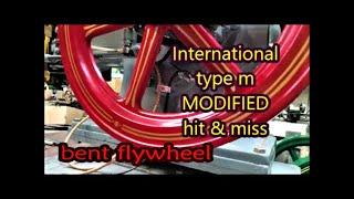 International type m hit and miss engine MODIFIED bent flywheel