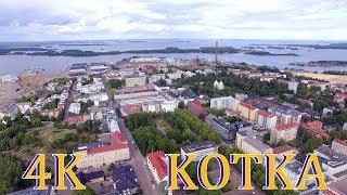 Kotka 4K Bird`s Eye view Finland above Kotkansaari aerial scenery