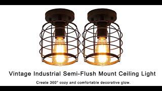 Vintage Industrial Semi-Flush Mount Ceiling Light