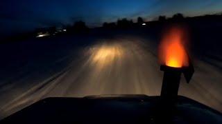 Volvo 740 Spitting flame on icetrack