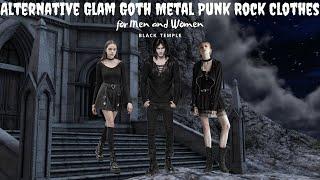 Glam Goth Metal Punk Rock Clothes for Men and Women - Black Temple