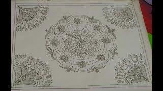 Floral Nakshi Kantha design tutorial step by step for beginners_54(part_2)/Bed sheet design