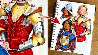  DRAW WITH ME: Armour studies...with markers (it's tough)