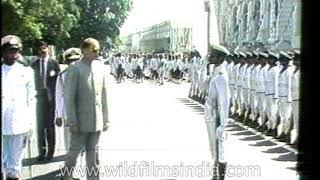 Rajiv Gandhi escapes an attempt on his life by a Sri Lankan Naval Cadet