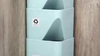 Stacked Trash Cans & Recycle Bins for Sorting Waste