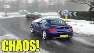 CHAOS in the SNOW - Crashes, Drifts & Cars Leaving a Slippery Show!