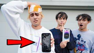 BREAKING Our Brother's iPhone, Then Surprising Him With A NEW iPhone 14!