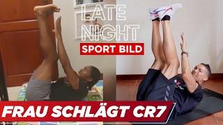 Frau schlägt CR7 in seiner Bauchmuskel-Challenge & Sharapovas Handynummer | Late Night Sport BILD