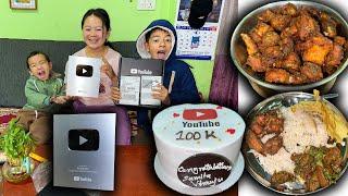 Unboxing My Silver Play Button || Thank You All Subscribers || eating Chicken Roast and Pulau