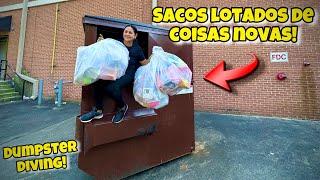 Dumpster diving! Sacos lotados de coisas novas!