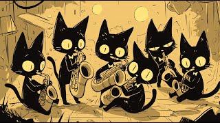Cozy Black Cats Deep Bass & Saxophone Groove Jazz Night