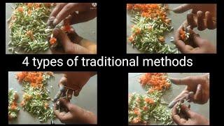 Four types of traditional methods to make jasmine flower garland//flower mala making for beginners.