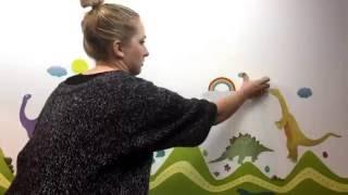 Beautiful Nursery Happy Dinosaurs and Forest Wall Stickers Installation - Walplus