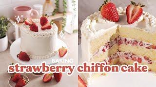 Strawberry Chiffon Cake  making my birthday cake