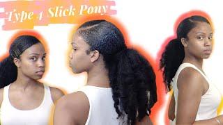 Low Sleek/Slick Ponytail on THICK Type 4 Hair with Betterlength! | Breezy's Puffs