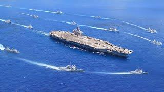 Massive US Aircraft Carrier Gets Protected During Emergency Situation