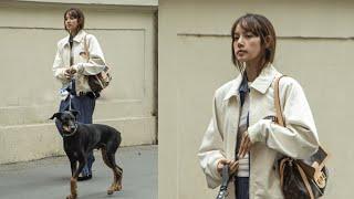 Lisa spotted in Paris with her dog Love